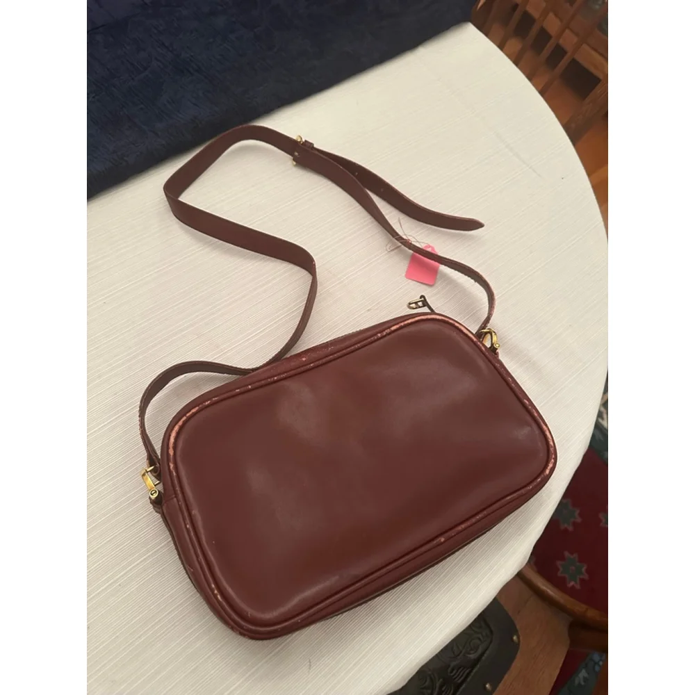 Cartier Burgundy Leather Gold Crossbody Bag w/COA - Picture 4 of 6